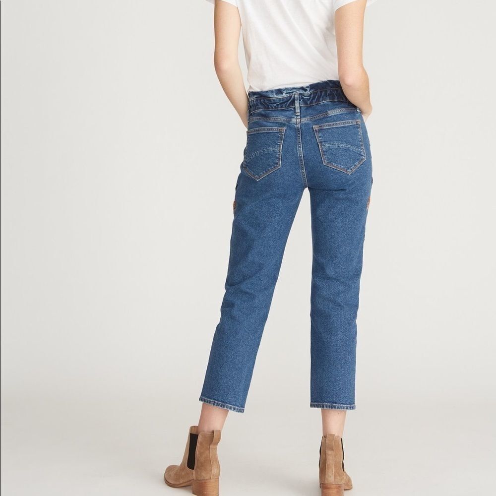 DRIFTWOOD Blue Cropped Ankle Jeans with Floral Embroidery - Picture 5 of 14